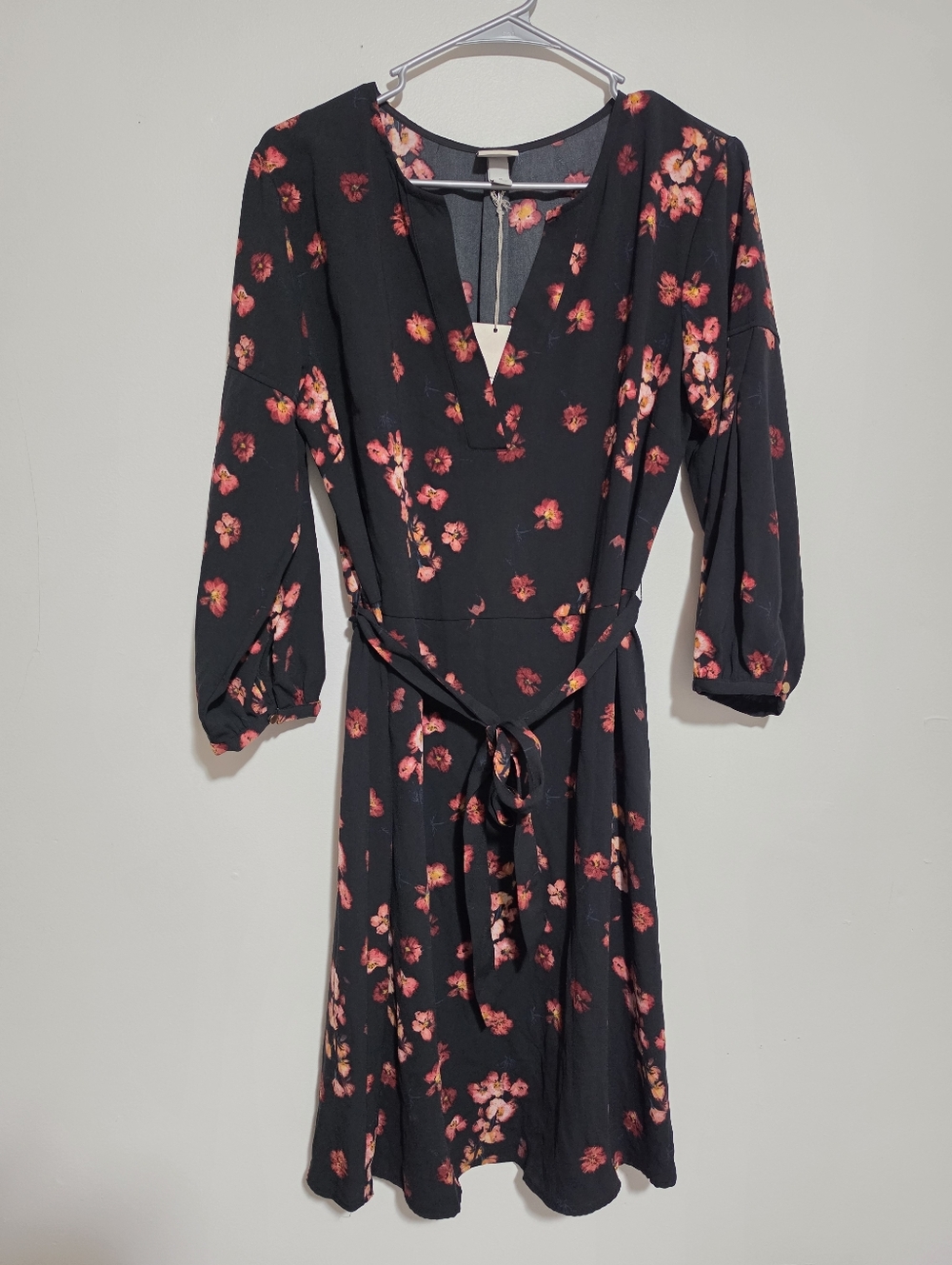 A New Day Womens Dress Size Medium Multicolor Floral Print V-Neck Sleeves